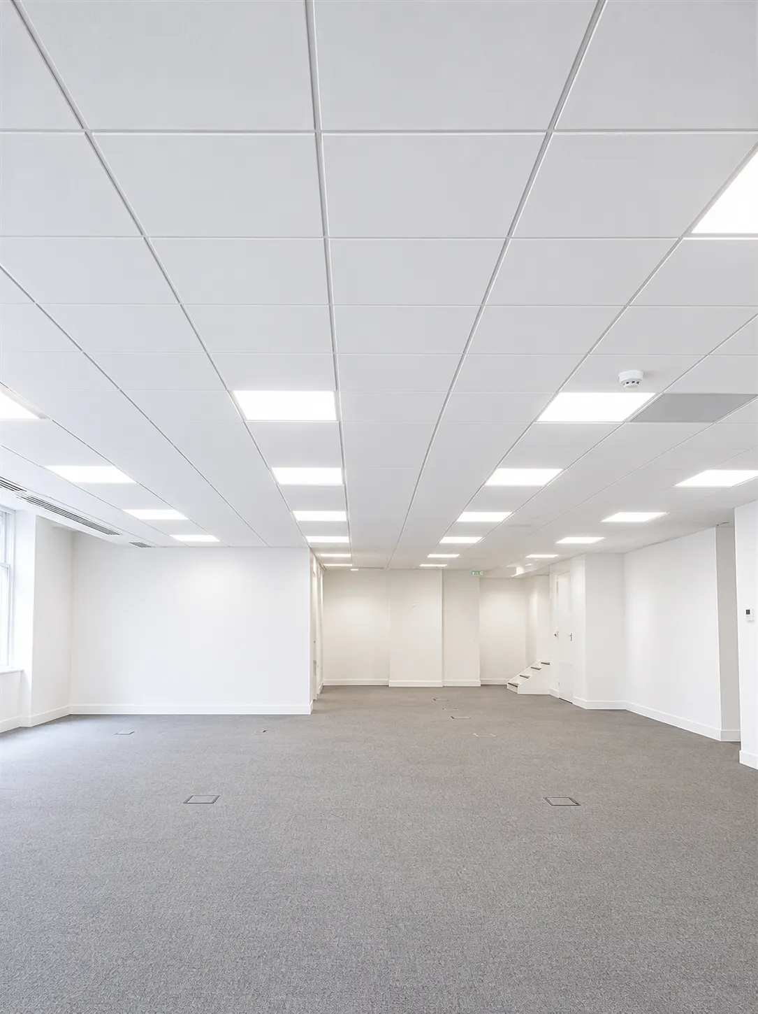 First floor at 16-18 New Bridge Street today, open plan Cat A space with new ceilings, lighting and carpet
