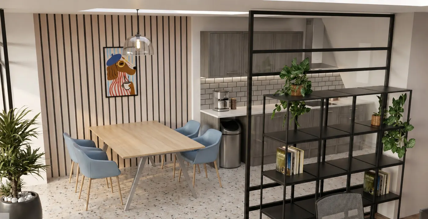 Indicative kitchen and breakout space